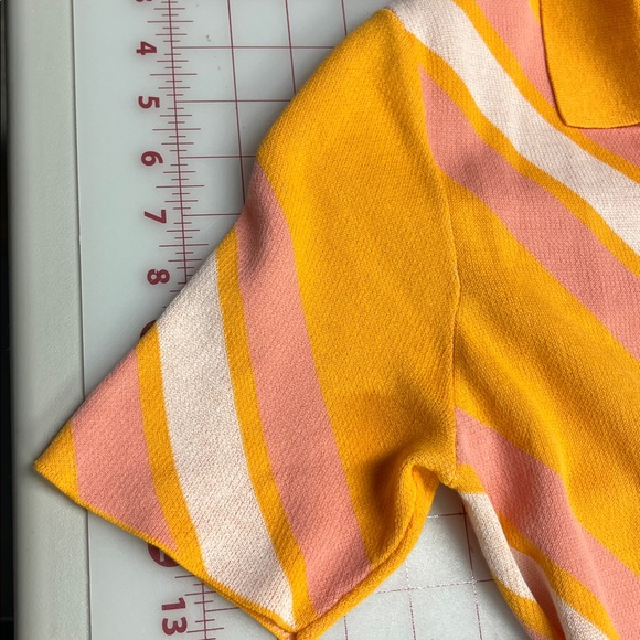 DEREK LAM 10 CROSBY "Aurelia" Waist Tie Open Back Stripe Button Knit Midi SZ M - Picture 6 of 16